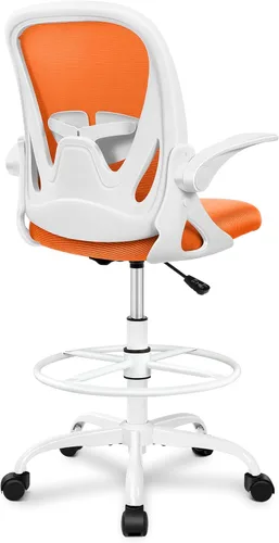 Vista 13 de Primy Silla de dibujo alta de oficina con reposabrazos abatibles, silla de escritorio ergonómica ejecutiva para computadora con soporte lumbar