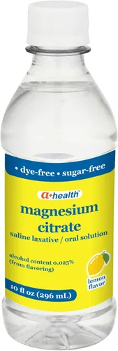 A+Health Magnesium Citrate Oral Solution, Saline Laxative, Lemon Flavor, Made in USA, Dye-Free, Sugar Free, 1 Bottle, 10 Fl Oz
