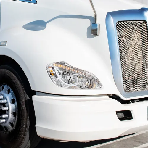 Vista 6 de Faros LED cromados para Kenworth T680 2013-21 conductor y pasajero