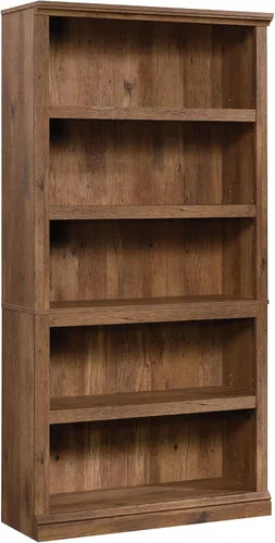 Vista 22 de Estantería de 5 niveles de Sauder, estantería de madera multiusos para oficina en casa, sala de estar, en castaño tiza