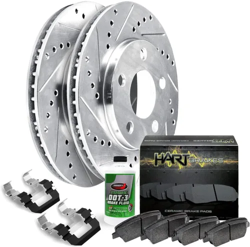 Hart Brakes Kit pastillas y rotores de freno delantero| Pastillas de freno delanteras| Kit de rotores y pastillas de freno delantero| Pastillas de
