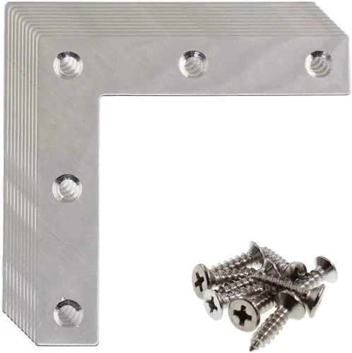 Vista 8 de Soporte de Esquina en Forma de L de Acero Inoxidable para Madera, Soporte de Unión para Estantes, Muebles y Gabinetes 10Pack (60x60mm)