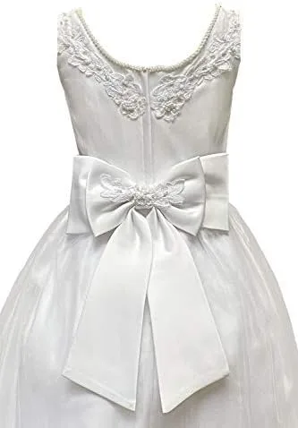 Vista 5 de Vestidos de Primera Comunión para Niñas 7-16 Vestido de Primera Comunión Blanco Talla Grande Vestidos de Primera Comunión para Niñas
