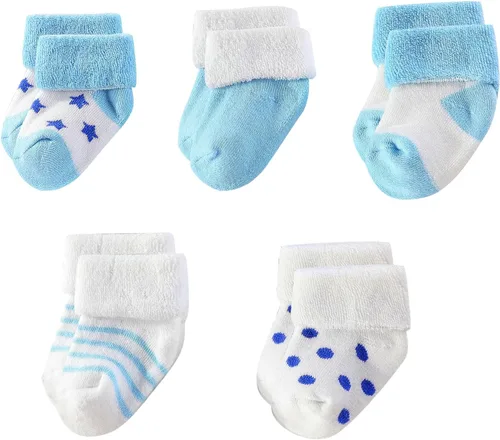 Calcetines unisex de rizo para bebé, paquete de 5 unidades, para bebé y niña de 0 a 12 meses, calcetines de algodón cálido