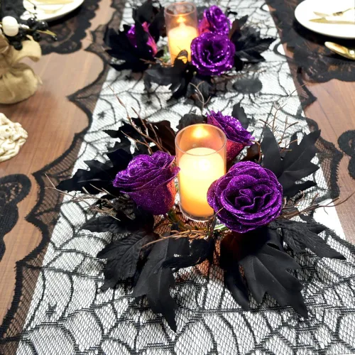 Vista 2 de Corona de vela de Navidad (flor de Halloween)