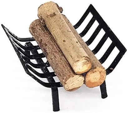 Vista 7 de EatingBiting 1:12 Casa de muñecas Muebles en miniatura Jardín Césped Chimenea Metal Leña Rack Metal Rack con leña para sala de estar