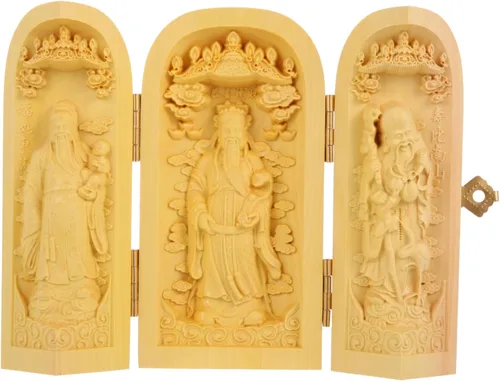 IMIKEYA Estatua de Buda de madera artesanal para adorno para sala de estar, dormitorio, oficina, decoración retro única de Buda