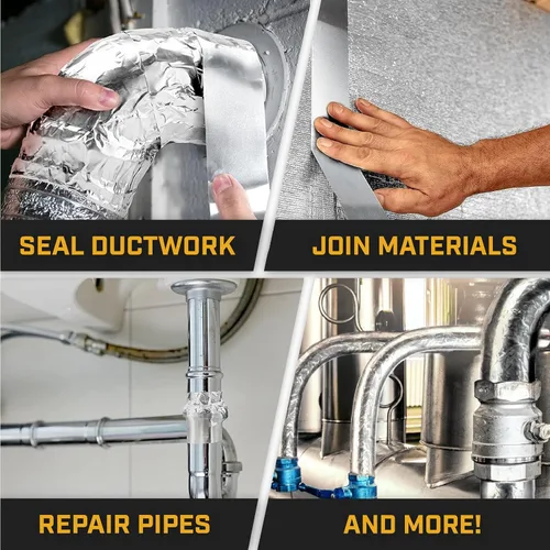 Vista 7 de Lockport Cinta de papel de aluminio de 2 pulgadas x 45 yardas - Cinta de aluminio - Sellado de conductos HVAC, ventilación de secadora, cinta