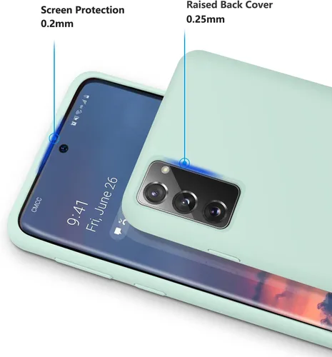 Vista 5 de E Segoi Diseñada para Galaxy S20 FE 5G, silicona líquida de goma de gel a prueba de golpes, cojín de forro de tela de microfibra suave compatible