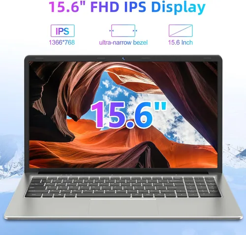 Vista 4 de SGIN Computadora portátil de 15.6 pulgadas, 4 GB DDR4 128 GB SSD, computadora portátil con procesador Intel Celeron Quad Core, gráficos Intel UHD