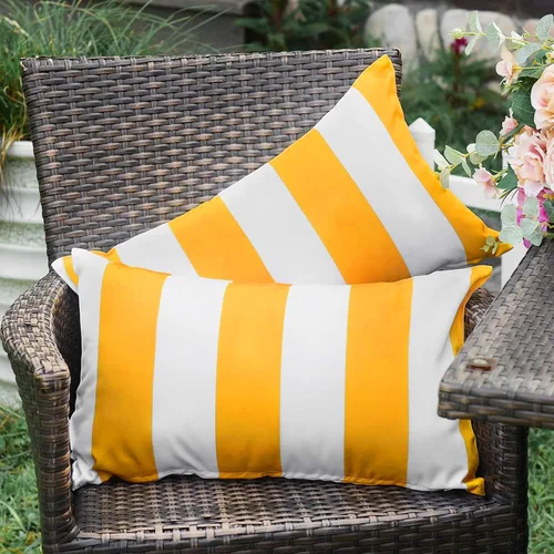 Vista 6 de WESTERN HOME WH - Juego de 2 fundas decorativas de cojín para exterior, a rayas, impermeables, de poliéster, para jardín, casa de campo moderna