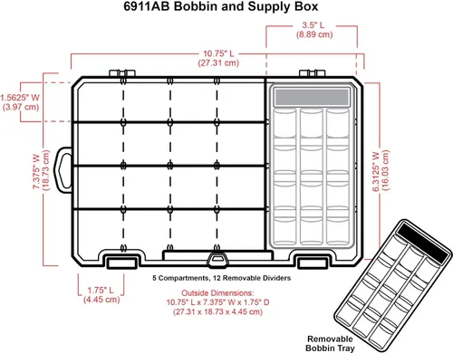 Vista 3 de ArtBin 8155AB Sew-Lutions - Caja de bobina, organizador de bobinas de coser, [1] estuche de almacenamiento de plástico, transparente