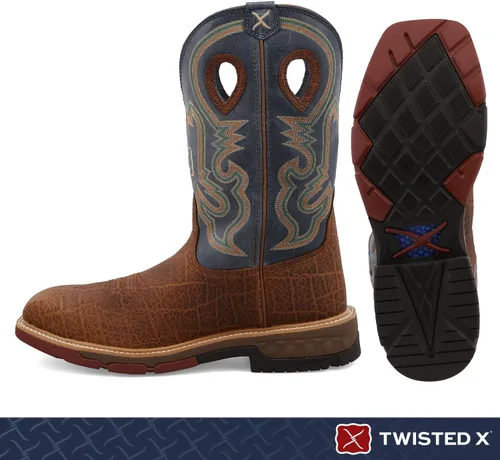 Vista 2 de Twisted X Botas de trabajo occidentales para hombre de 12 pulgadas, botas de tobillo casuales fabricadas con tecnología patentada CellStretch