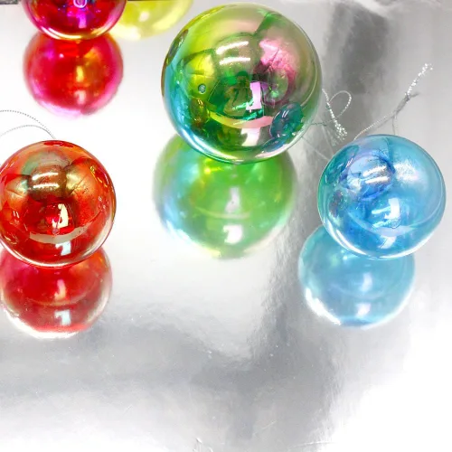 Vista 7 de YYCRAFT Adornos de bola de Navidad de plástico transparente inastillables, bolas iridescentes de 6CM, adornos para decoración de fiesta de Navidad