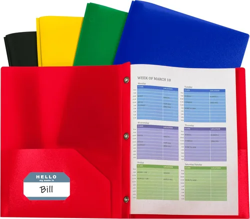 Vista 22 de Portafolios de poliéster pesado con dos compartimentos, de C-Line, Colores Variados Paquete de 10