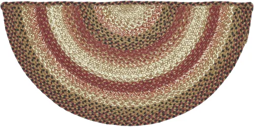 Vista 2 de VHC Brands Alfombra de especias de jengibre, mezcla de yute, medio círculo, bronceado rojo naranja, 16.5 x 33 pulgadas