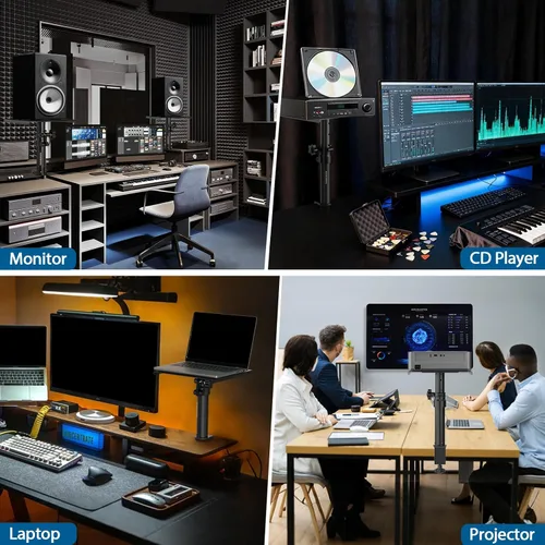 Vista 7 de Vondynote Juego de 2 soportes de altavoz con abrazadera de escritorio para monitor de estudio, altura ajustable