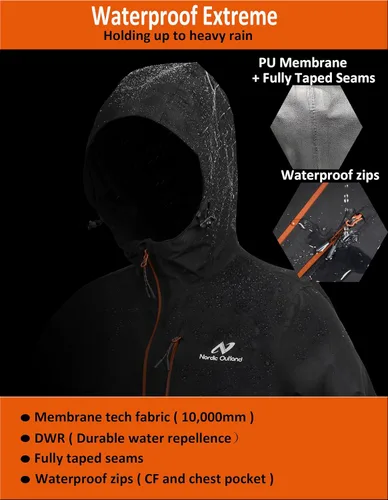 Vista 5 de Chaqueta impermeable ligera con capucha para hombre, transpirable, para senderismo de montaña al aire libre