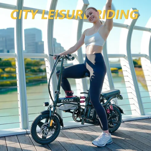 Vista 9 de DDC SPORT Folding Electric Bike, Peak 800W Motor 25MPH,48V 14Ah Removable Battery 55Miles Ebike,14'' Lightweight Adults Electric Bicycles for