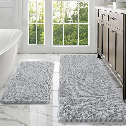 Vista 181 de OLANLY Juego de 2 alfombras de baño de felpilla suave y absorbente, antideslizantes, de secado rápido, lavables a máquina, accesorios de decoración