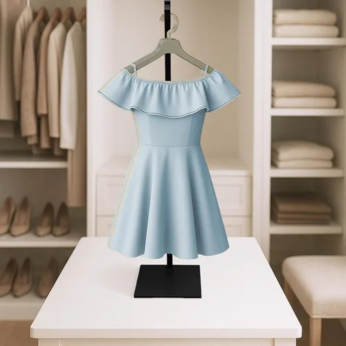 Vista 5 de Perchero de pie para ropa, 21 a 36 pulgadas de altura ajustable, perchero de metal, estante de exhibición de ropa, soporte de exhibición de ropa