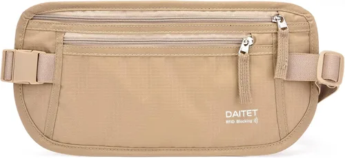 Vista 71 de DAITET Cinturón de dinero, soporte para pasaporte, cartera de viaje oculta segura con bloqueo RFID, riñonera encubierta (negro), Negro, Rfid