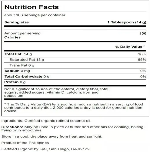 Vista 2 de Swanson Aceite de coco 100% certificado orgánico sin sabor para cocinar, hornear, freír, belleza, EFAs MCTs, 3 libras, 6 onzas (3.4 lbs) de aceite