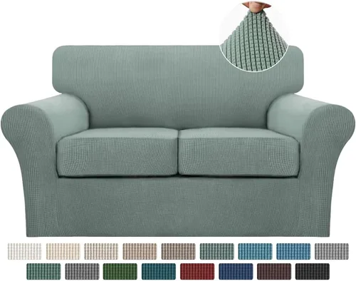 Vista 48 de Turquoize Fundas de Sofá de 3 Piezas para Sofá de 2 Cojines, Funda de Sofá Suave para Perros - Fundas de Muebles de Sofá Lavables con 2 Fundas