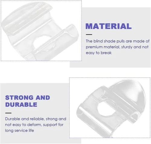 Vista 4 de DOITOOL Paquete de 4 manijas de persiana sin cordón, transparentes, compatibles con persianas celulares y enrollables, fácil instalación, 2.24 x
