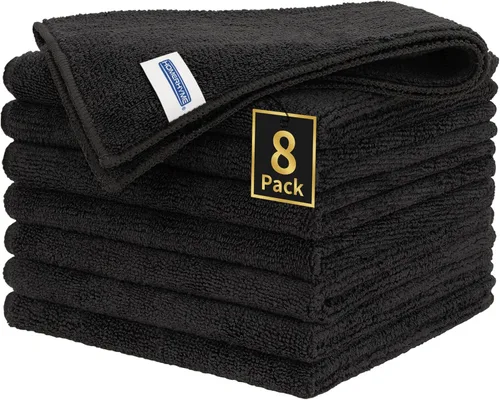 Vista 30 de Toallas de microfibra para automóviles, paquete de 24 paños de limpieza de microfibra, toallas de limpieza de 11.5 x 11.5 pulgadas, absorbentes a