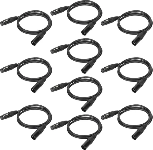 Vista 8 de Eyeshot Cable DMX de 3.2 pies / 1m, 10PCS 10 cables DMX de 3 pines, cables DMX, alambres DMX, DMX512 XLR macho a hembra, cable de señal de luz
