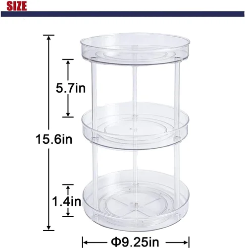 Vista 3 de Tocadiscos antideslizantes de 3 niveles Lazy Susan - Estante giratorio de 360 grados para cocina, armario y despensa