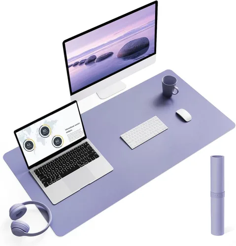 Vista 63 de YSAGi Alfombrilla de Escritorio de Cuero Antideslizante, Alfombrilla de Teclado para Escritorio de Computadora Portátil Impermeable, Protector