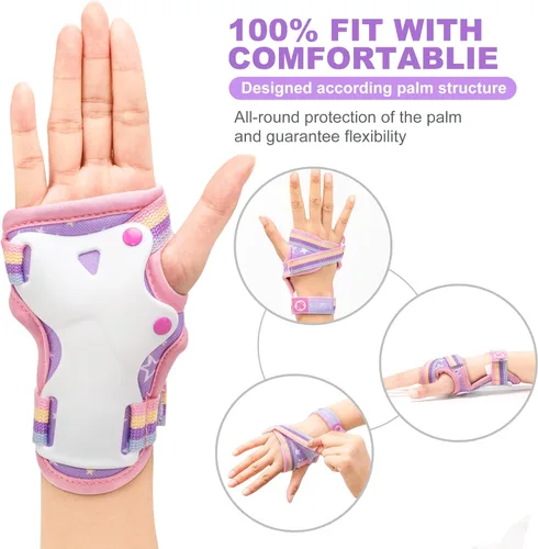 Vista 5 de Rainbow Unicorn - Patines para niños con equipo de protección, morado, talla S