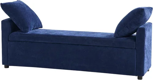 Vista 7 de HULALA HOME Banco otomano moderno de almacenamiento con almohadas, banco extra largo de dormitorio de 59.4 pulgadas para pie de cama, cómodo Azul