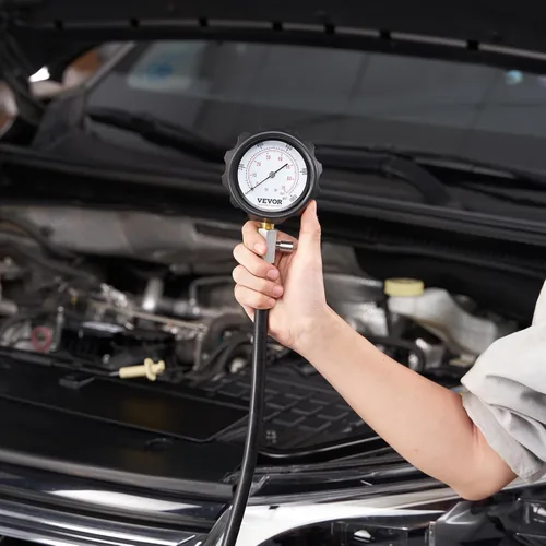 Vista 8 de VEVOR – Probador de compresión de motor diésel, juego de herramientas de prueba de presión de cilindro de 18 piezas, con medidor de 0-1000 psi