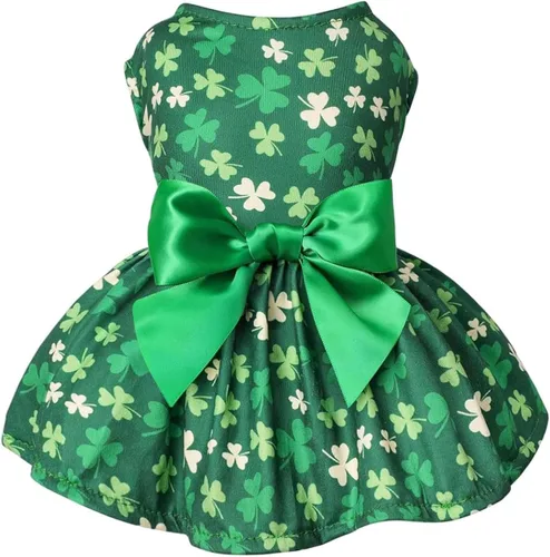 Vista 3 de Idepet Vestido de princesa tutú para mascotas, perros y gatos, con estampado de corazón, falda de encaje, ropa para mascotas (XXL)