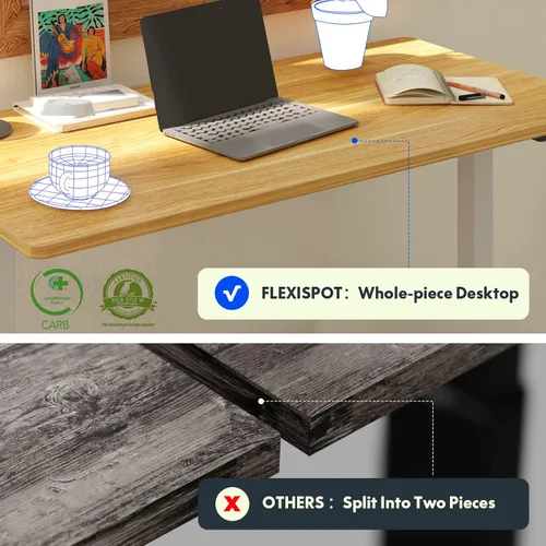 Vista 3 de FLEXISPOT EN1 Escritorio eléctrico de pie de una pieza de 48 x 24 pulgadas, altura ajustable, para oficina en casa