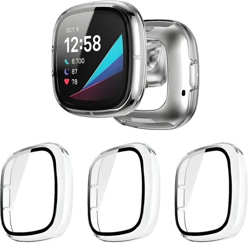 Vista 16 de Paquete de 6 fundas protectoras de pantalla para Fitbit Sense 2 / Versa 4 [cobertura completa], parachoques de policarbonato duro, accesorios