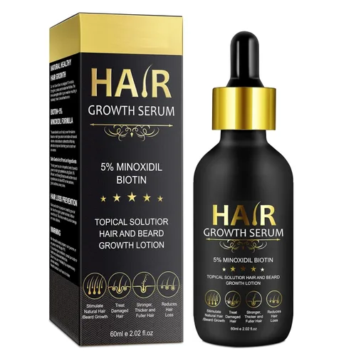 5% Minoxidil Hair Growth Serum for Men & Women - for Stronger Thicker Longer, Hair Regrowth Treatment- 2.02 oz