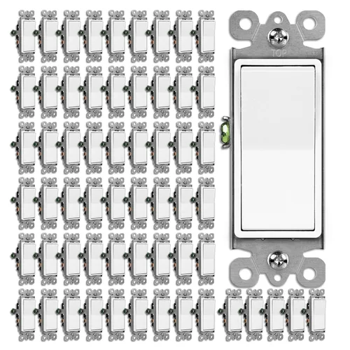 Vista 12 de BESTTEN Paquete de 30 interruptores decorativos de pared de un solo polo, 15 A, 120/277 V, interruptor de pared de paleta, interruptor basculante