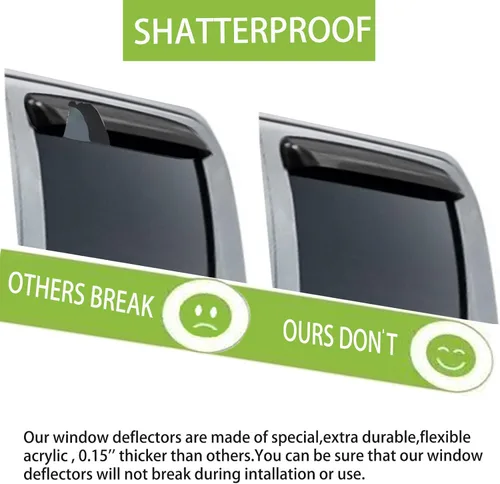 Vista 7 de Viseras de ventana, protectores de lluvia, deflectores de viento laterales, protector de ventilación para Chevrolet Silverado y GMC Sierra 1500