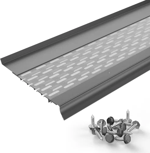 Vista 21 de Micromesh 5 pulgadas de protectores de canaleta con protección contra hojas, paquete de muestra de 1 pie, blanco, malla de acero inoxidable