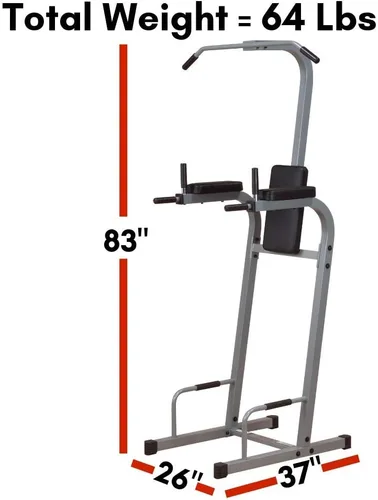 Vista 3 de Body-Solid (PVKC83X) Estación multifunción de dominadas y inmersión con elevación vertical de rodilla, soporte de barra de barbilla y soportes