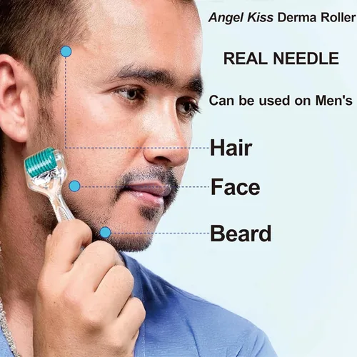 Vista 5 de Derma Roller Real Needles - Angel Kiss - Rodillo de microagujas de 0.012 in con estuche, kit dérmico de microagujas de acero inoxidable 192
