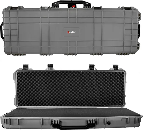 Eylar Funda rígida protectora para rifle de rodillo de 38 pulgadas con espuma, impermeable y a prueba de golpes, dos rifles o múltiples pistolas,