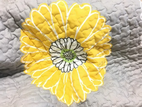 Vista 8 de [blanco y amarillo girasol] hipoalergénico Microfibra de Poliéster Juego de colcha recámara colcha, ropa de cama gris