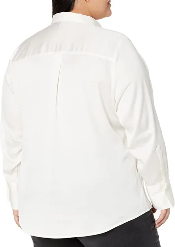 Vista 6 de Tienda Essentials Blusa de satén con botones de ajuste regular para mujer (disponible en tallas extragrandes)