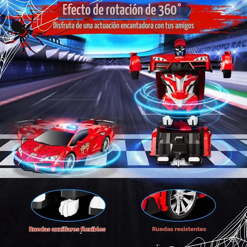 Vista 4 de Coche teledirigido, un botón transforma el coche de los juguetes con la Coches RC de 2.4 GHz escala 1:18, juguete de coche de policía que se Negro