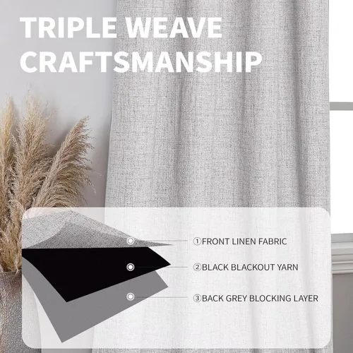 Vista 60 de CUCRAF - Juego de 2 paneles de cortinas de ventana con oscurecimiento total del 100%, de 54 pulgadas de largo, con aspecto de lino falso, cortinas